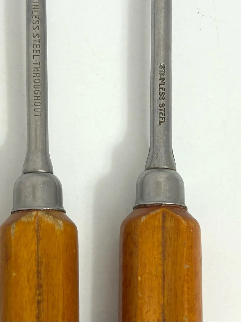 Ekco Eterna Stainless Slotted Serving Spoon & Carving Fork Brown Wood Handles